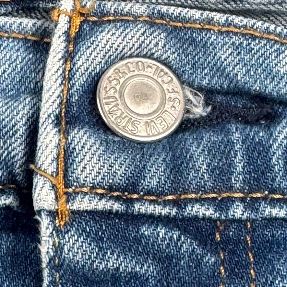 Levis 505 Regular Straight 38x30 Cotton Stretch Medium Wash Denim Blue Jeans Zip - Picture 7 of 16
